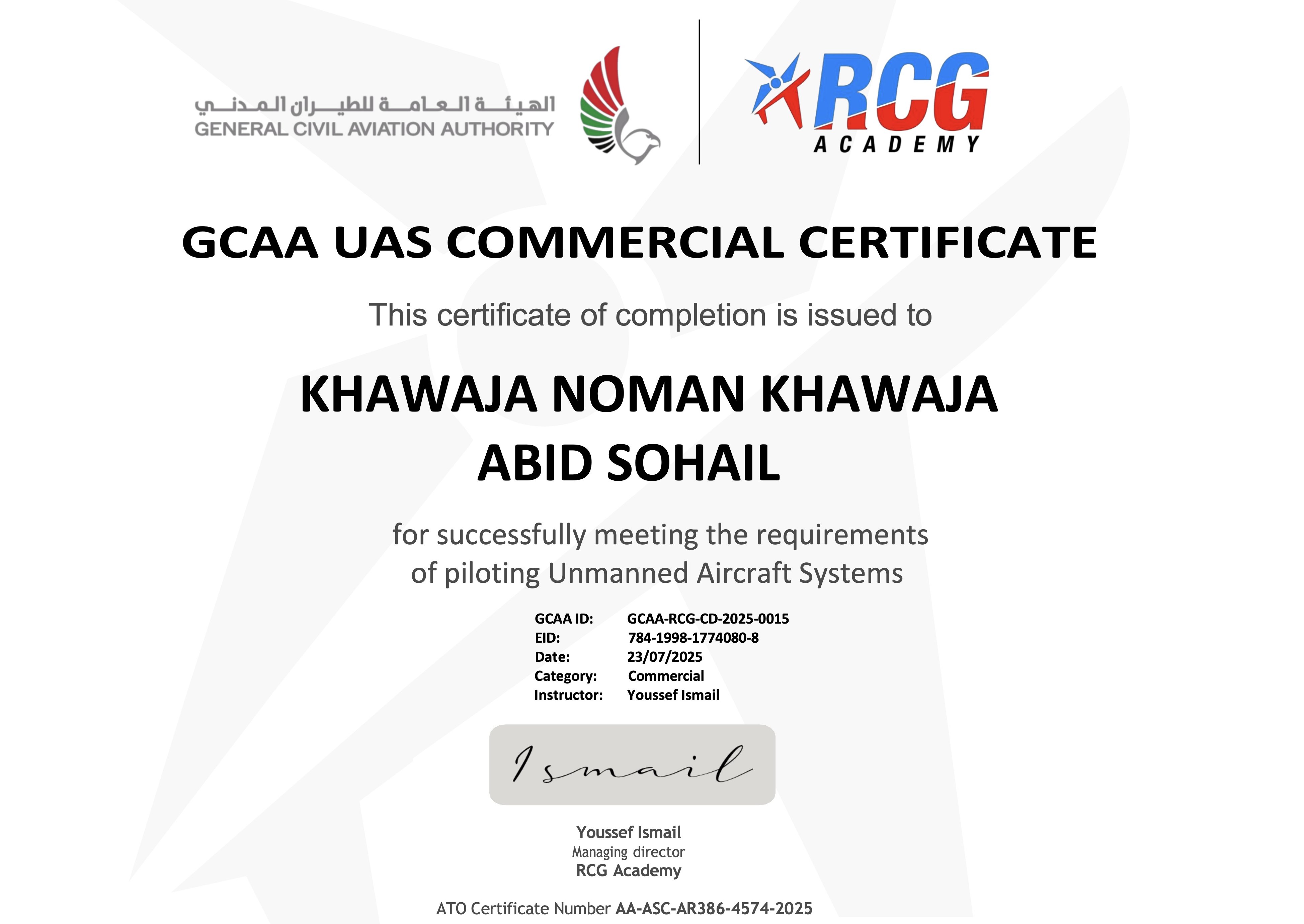 GCAA UAS Commercial Certificate